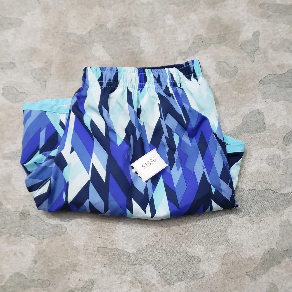 Nike Shorts Womens XL Blue Drawstring Lined Running Gym Fitness Outdoors Geo